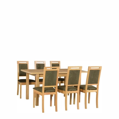 Rozkładany stół z drewnianymi krzesłami do jadalni GROTTO