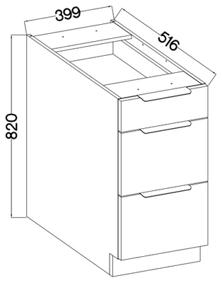 Stojąca szafka kuchenna z szufladami 40 cm ANES kaszmir
