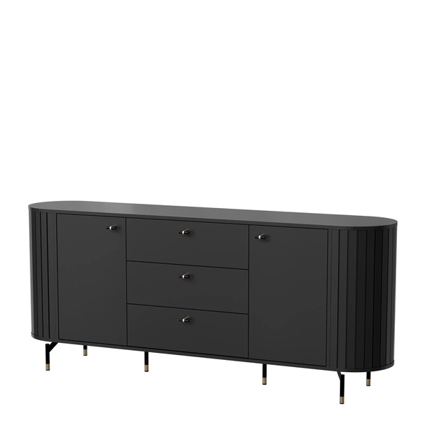 Nowoczesna czarna komoda z szufladami 190 cm ZELDA