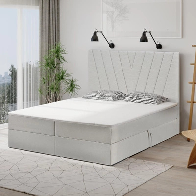 Nowoczesne łóżko kontynentalne z pojemnikiem FACE 200x200 cm