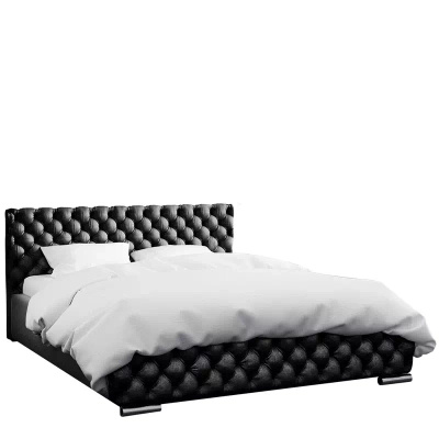 Duże łóżko tapicerowane 200x200 czarne FEZ