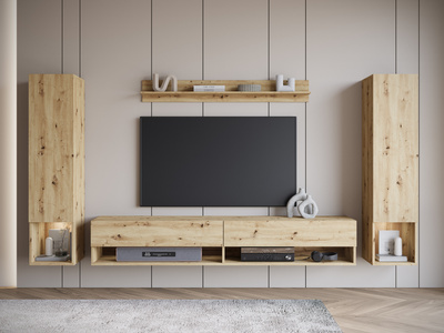 Nowoczesna meblościanka RTV do salonu MADERA dąb artisan