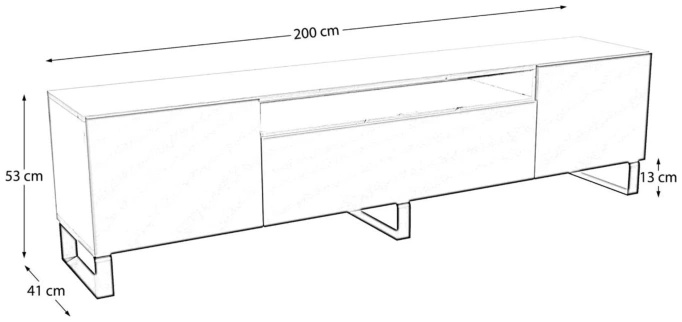 Czarna szafka RTV nowoczesna 200 cm na nóżkach LANTOS
