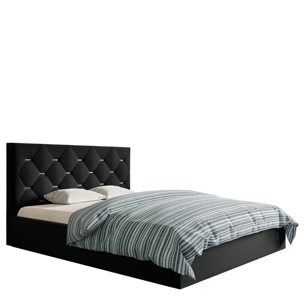 Granatowe łóżko dwuosobowe 160x200 cm DRALE