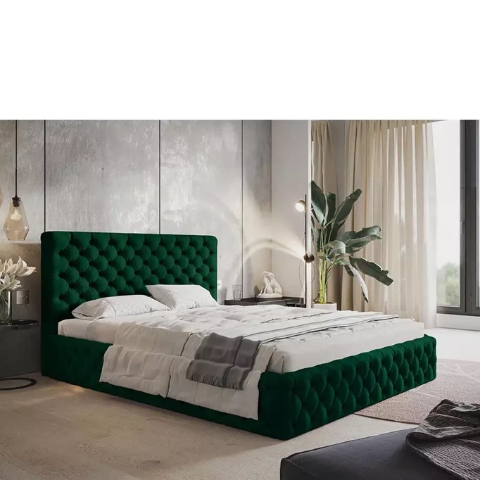 Szare łóżko tapicerowane 180x200 cm INTON