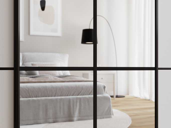Beżowa wysoka szafa przesuwna z lustrem 250 cm EDGE MAX
