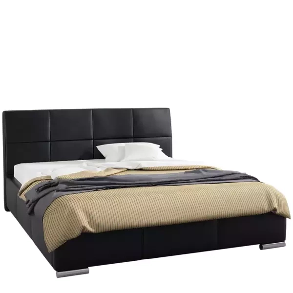 Czarne łóżko tapicerowane 180x200 z ekoskóry MEDELLIN