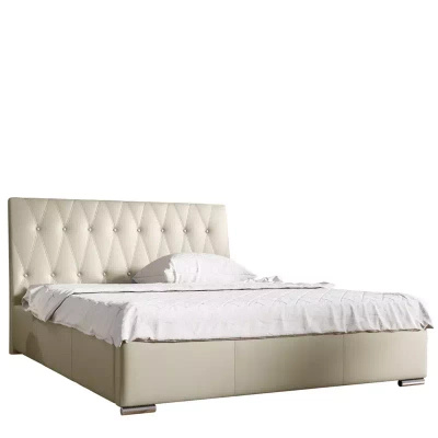 Łóżko tapicerowane 180x200 biała ekoskóra NANKIN