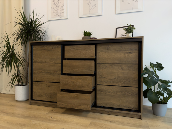 Trzydrzwiowa komoda przesuwna do sypialni 200 cm LOFT