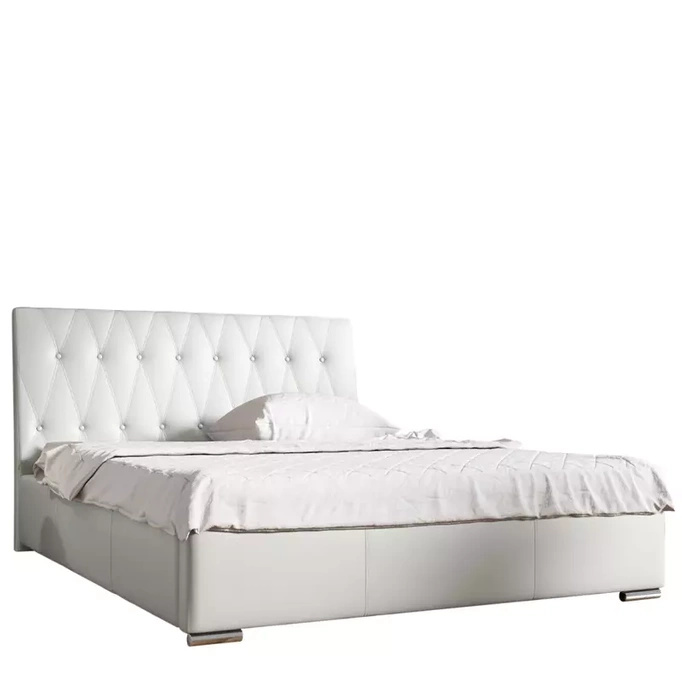 Szare łóżko tapicerowane 160x200 z ekoskóry NANKIN