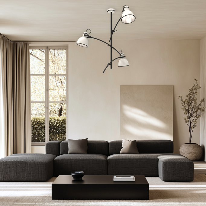 Lampa sufitowa biało-czarna regulowana 3x60W Zumba 
