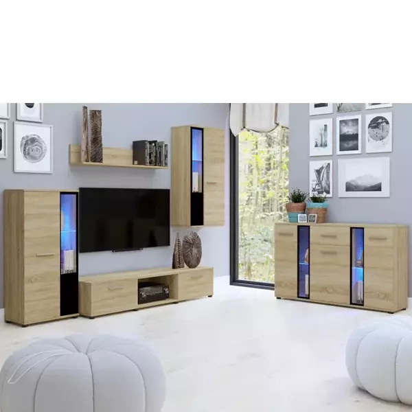 Meblościanka do salonu z komodą dąb sonoma CUBE