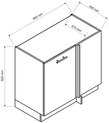 Dolna szafka kuchenna narożna z półką BRIT 90 cm