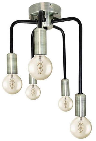 Lampa sufitowa patynowa + czarny mat 5xE14 Sagam