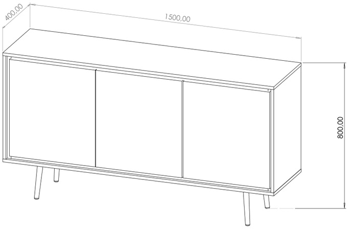 Czarna komoda 150 cm na nóżkach w stylu glamour TALUS