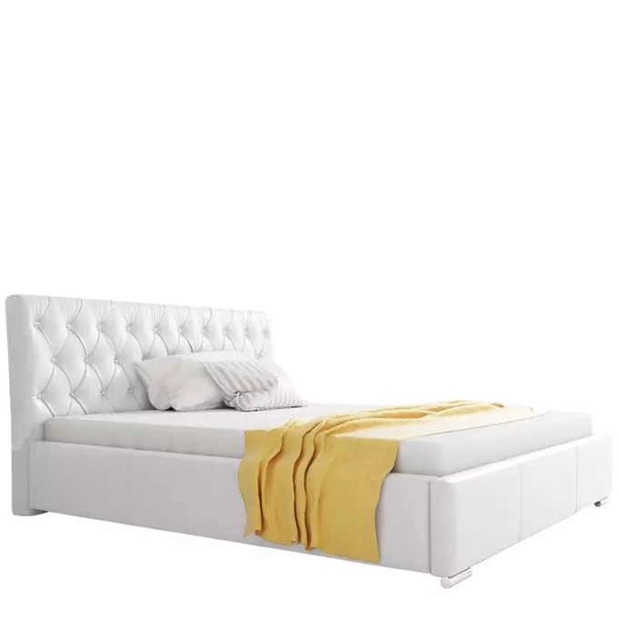 Białe łóżko tapicerowane 200x200 RYGA