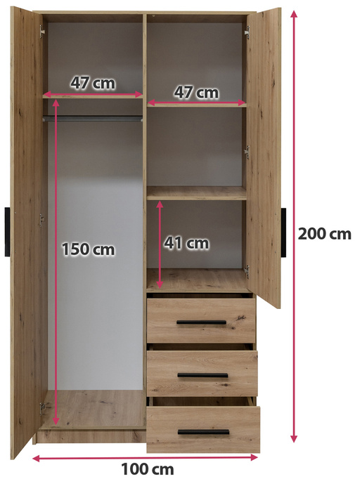 Zielona szafa uchylna z lustrem i szufladami 100 cm SELMA