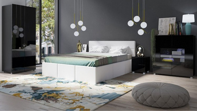 Białe łóżko tapicerowane do sypialni 160x200 MODERN