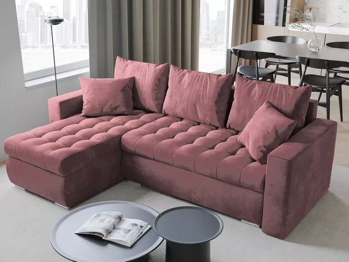 Rozkładana sofa z funkcją spania pudrowy róż LUIS