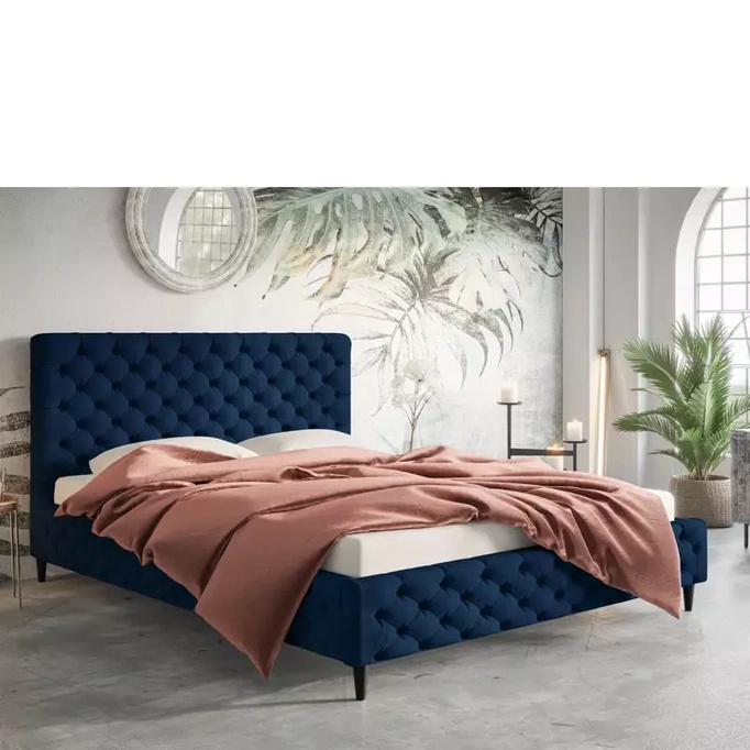 Granatowe łóżko 160x200 cm sypialniane PANDO